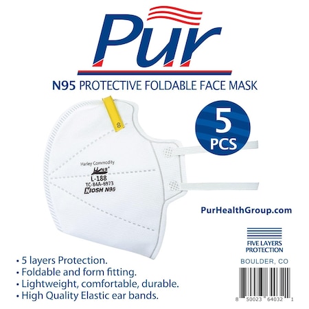 Pur Mason N95 General Purpose Face Mask White One Size Fits Most PK5 64032